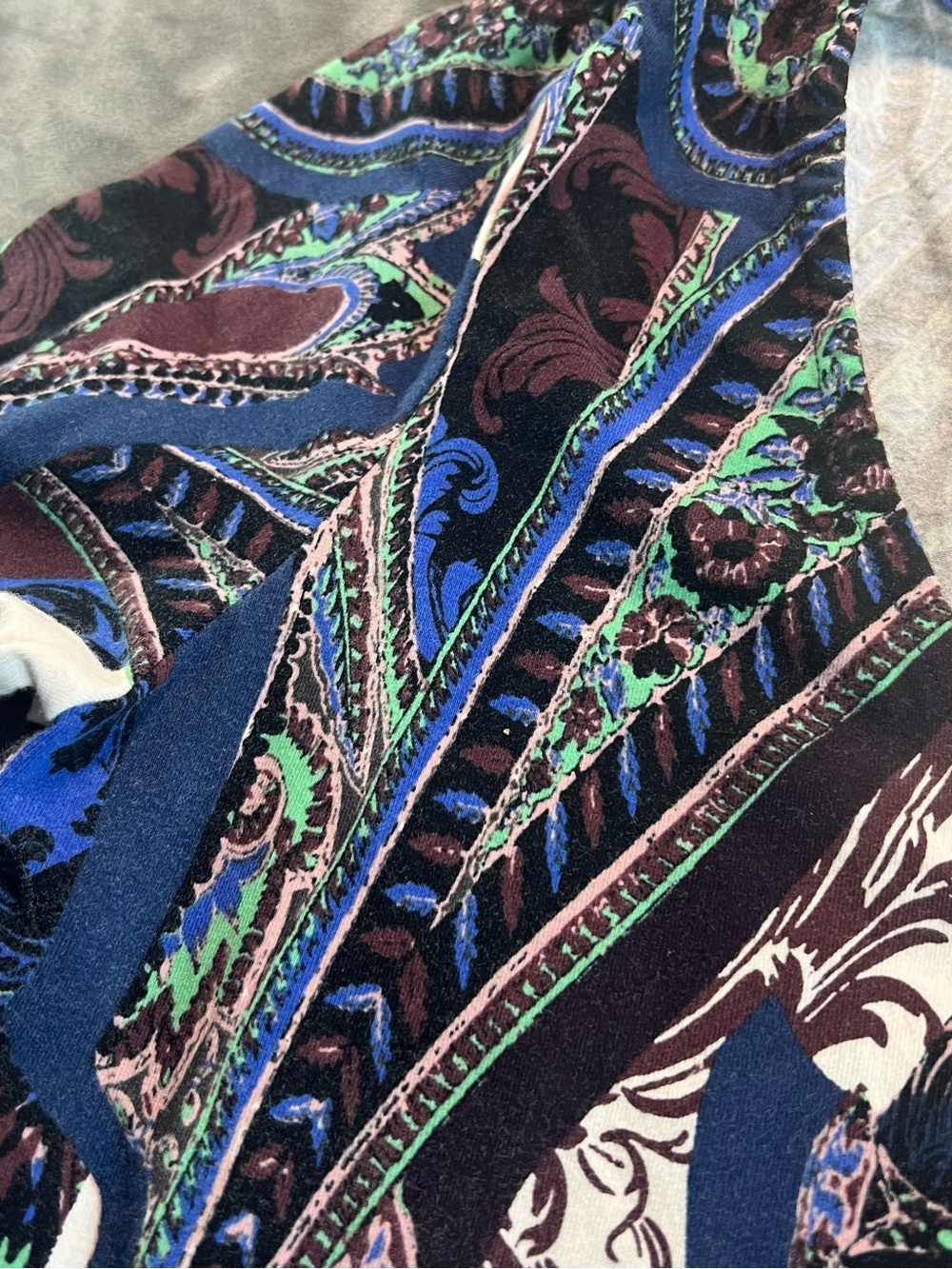 Free People Blue Paisley Lace-Up V-Neck Long Sleeve Bodysuit - Picture 5 of 8